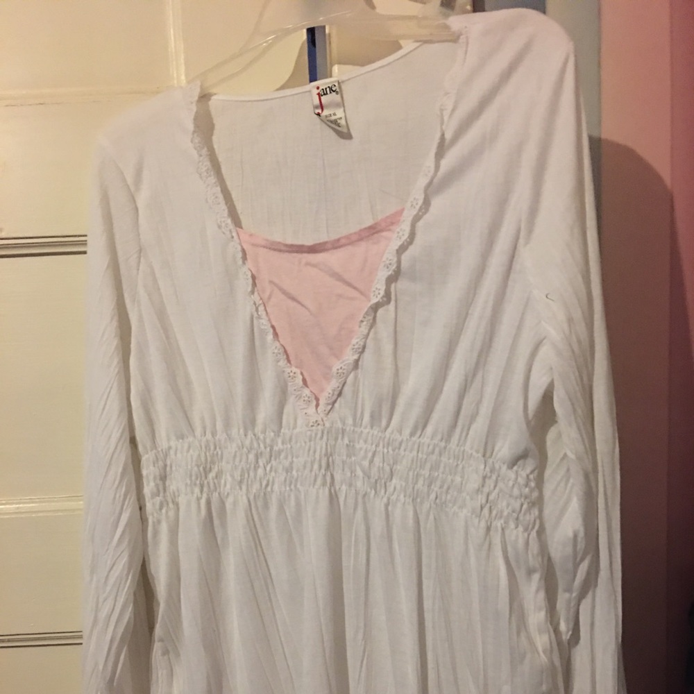Long-White-Pink Beautiful Ladies Blouse🍀☘️🐁